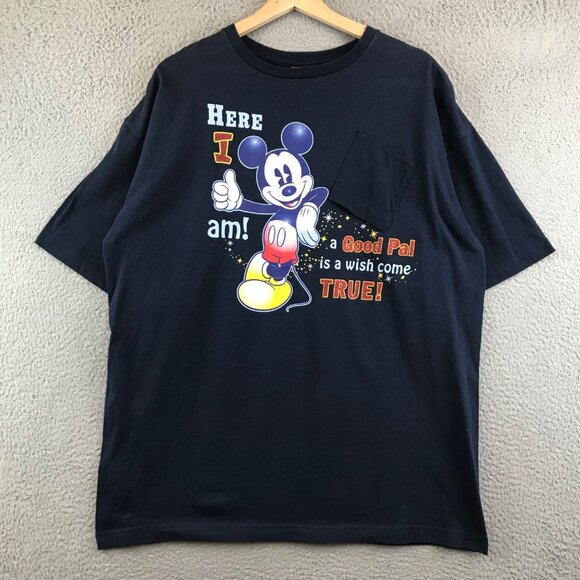Disney Mickey Mouse Good Pal Here I Am Upside Down Pocket T shirt Size XL - Picture 1 of 11
